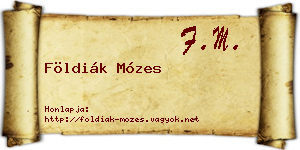 Földiák Mózes névjegykártya